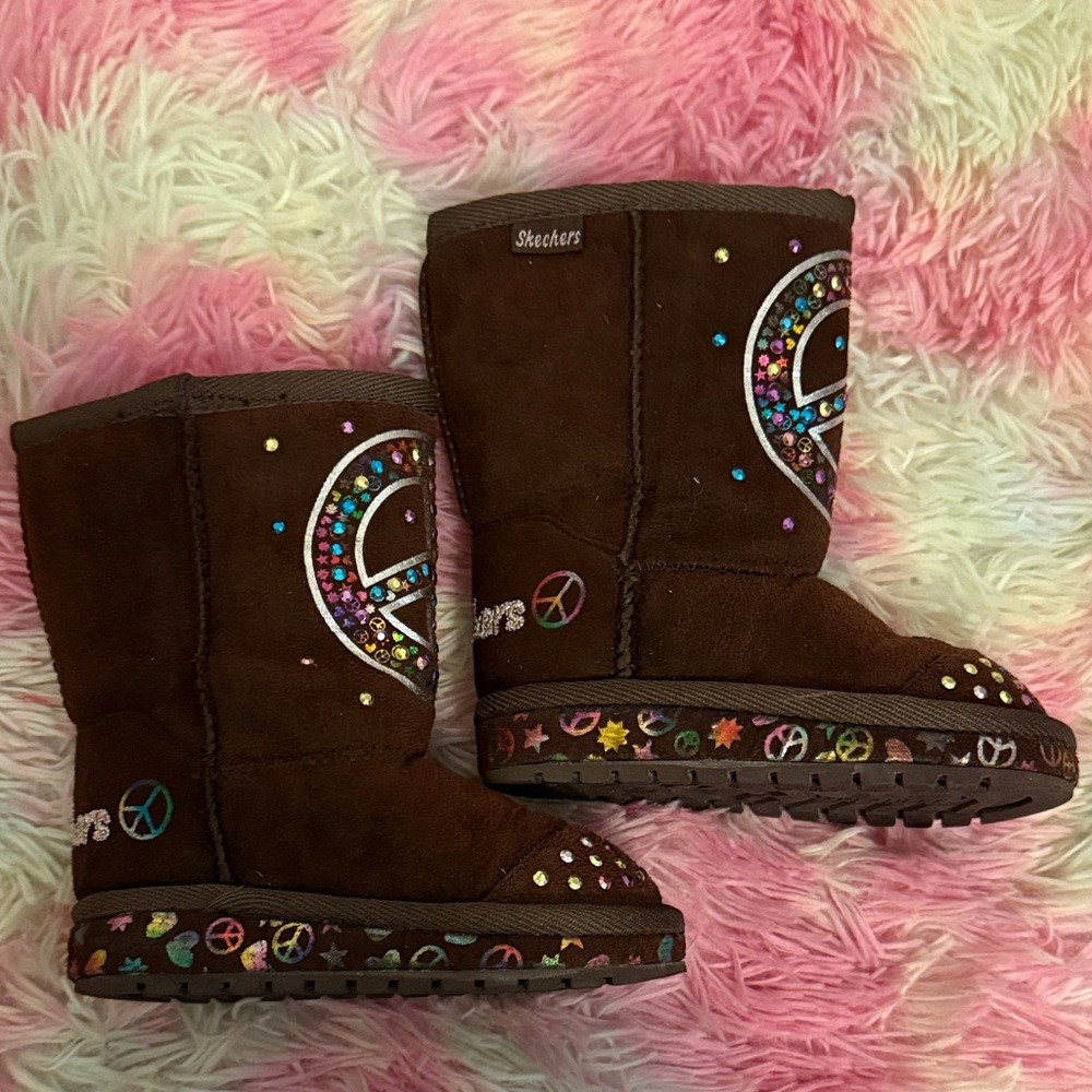 Skechers Kids Brown Boots with Colorful Accents